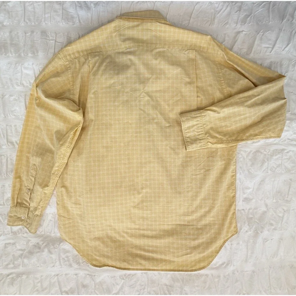 Banana Republic Men’s Long Sleeve Cotton Shirt, Yellow Plaid, Med, GUC